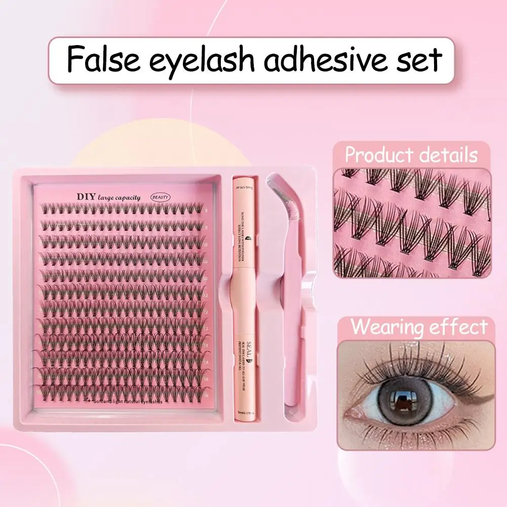 Diy kit de cílios postiços naturais fofos finos cílios individuais lash bond e selo e removedor cílios extensão