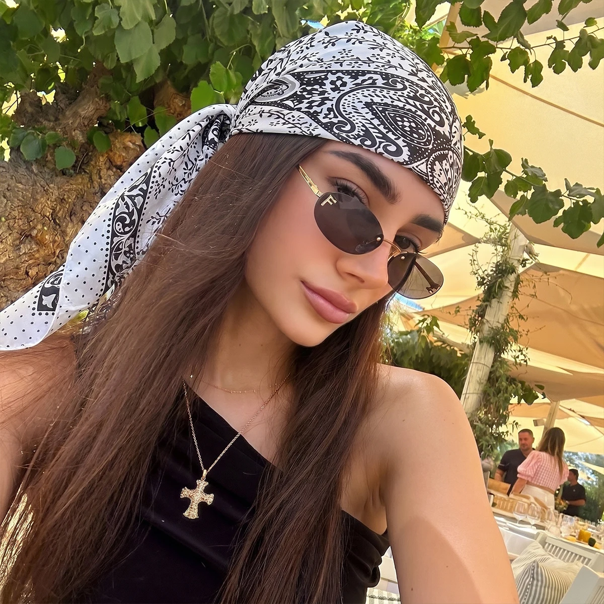 Square 90cm Silk Scarf Women Luxury Brand Satin Print Hijab Scarves Muslim Pareo Bandana Female Shawl Wrap Headband Foulard New view 5