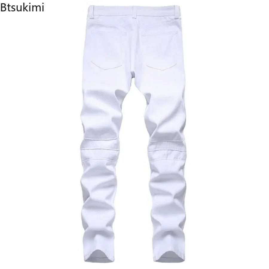 Fashion New Men's Outdoor Cycling Jeans Handsome Motorcycle Pants Trend Streetwear High Quality Slim Casual Denim Pants for Men