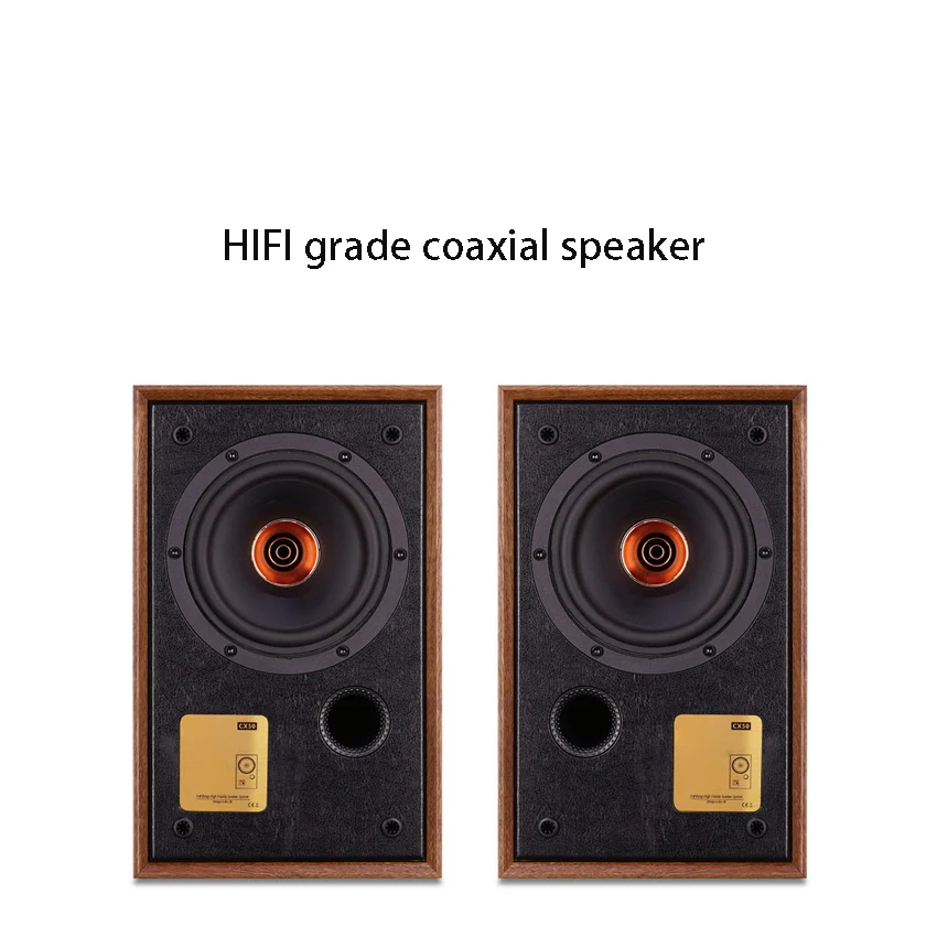 2pcs Fever HiFi 5.25-inch Coaxial Speaker Bookshelf Speaker Desktop Passive Speaker Wooden