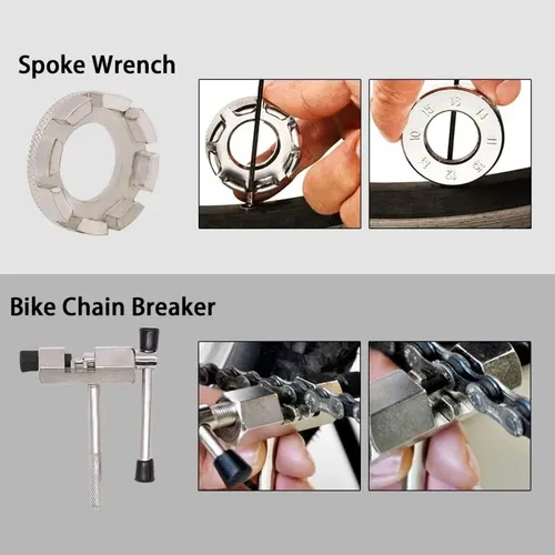 Imagen 2 del producto Kit de herramientas para bicicleta, 6 uds., herramientas profesionales de Reparación de bicicletas para bicicleta de montaña con llave removedora de casete 3 en 1, interruptor de cadena