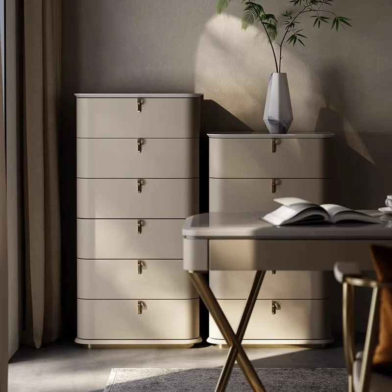 Italian minimalist solid wood chest of drawers, villa living room household chest of drawers