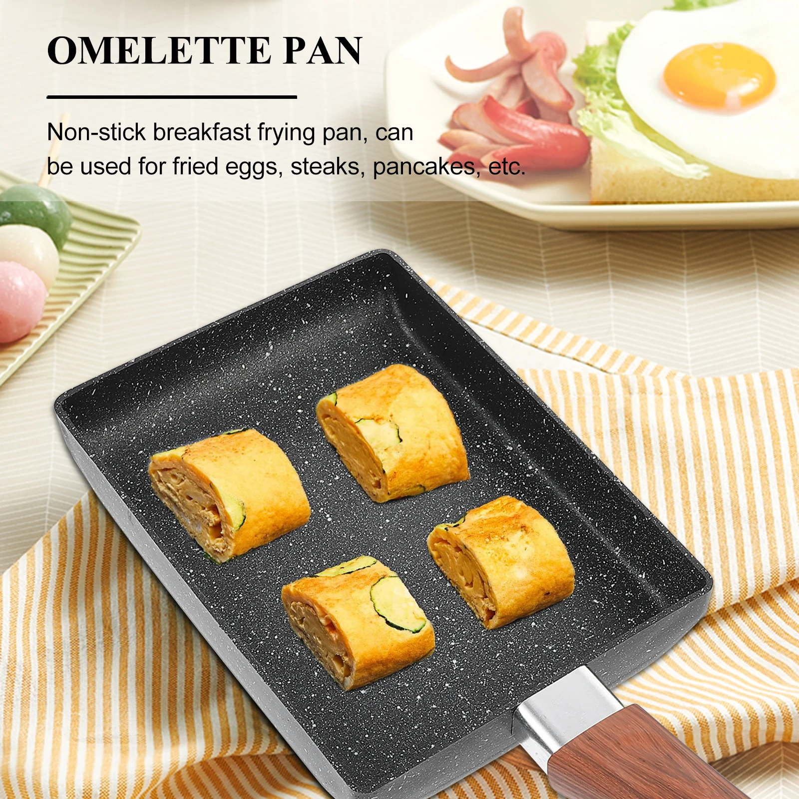 

1pc Square Non-Stick Frying Breakfast For Eggs Steaks Pancakes Flat Bottom Home Cooking Lightweight Easy Clean Kitchen Utensil