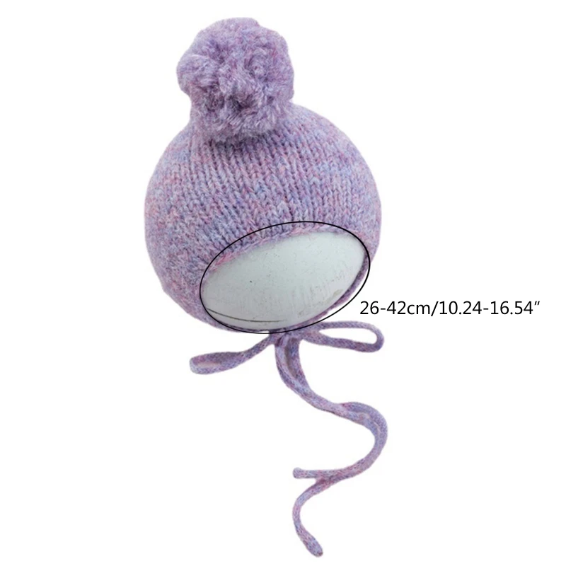 Baby Fur Ball Knitting Hat Handmade Crochet Newborn Photography Props Bonnet Infants Photo Posing