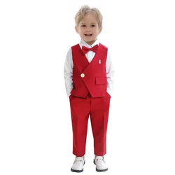 Children Breathable Slim Fit Photograph Suit Boys Soft Wedding Dress Kids Kindergarten Stage Performance School Uniform Costume