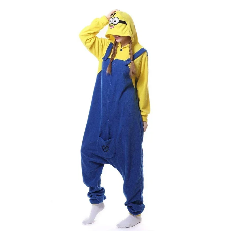 2026 Anime Despicable Me Minions Fleece Pajamas Cartoon Jumpsuit Minions Onesie Sleepwear Adult Home Clothes Halloween Costume - view 2