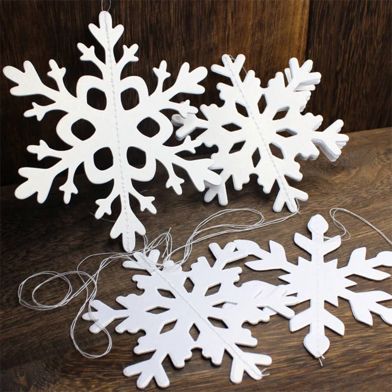 6pcs 3D white/laser snowflake hanging decorations, Christmas snowflakes, winter wonderland, New Year\'s party home decorations