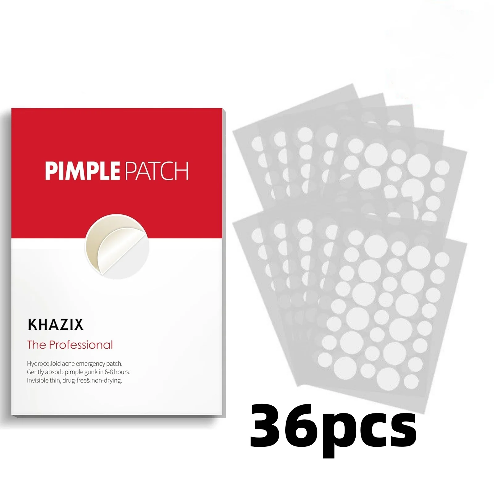 36pcs Hydrocolloid Acne Patches - Absorb Pus & Oil, Reduce Redness, Invisible Fit for All-Day Wear.