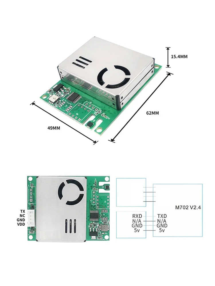 Multi in One Air Quality Sensor Module PM2.5 Formaldehyde Temperature and Humidity TVOC Carbon Dioxide M702