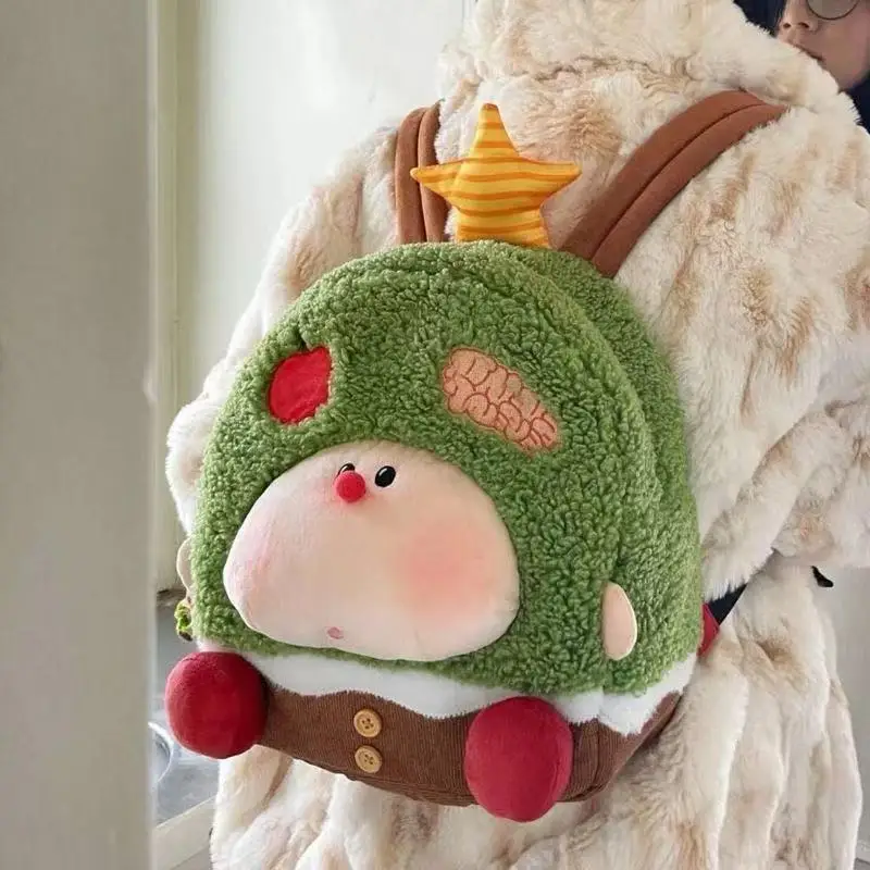 

Плюшевый рюкзак с рисунком яблока, новинка 2025 года, милая кукольная сумка на плечо, универсальная модная школьная сумка для девочек