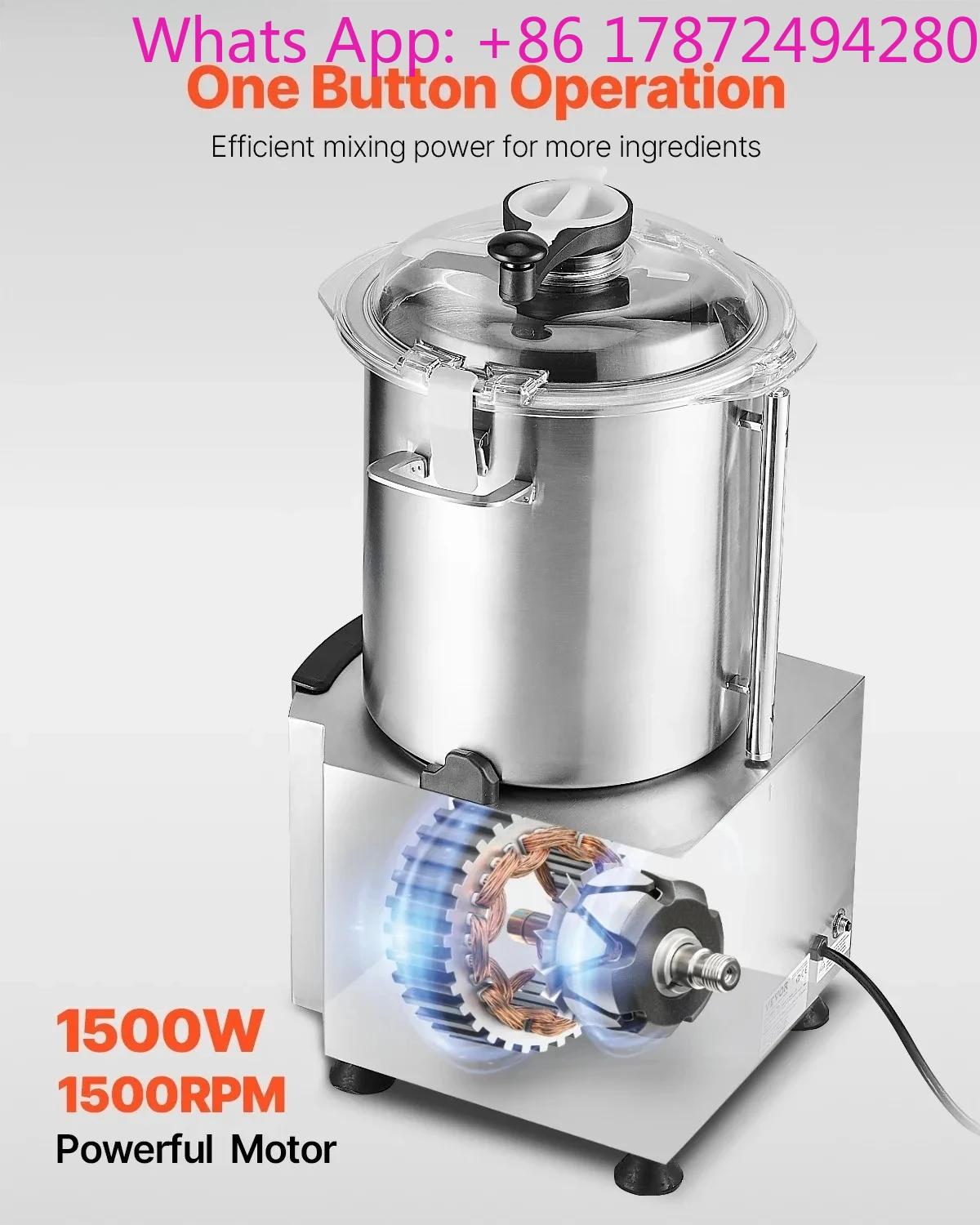 Food Processor Vegetable Chopper 19 Quart Stainless Steel Commercial Fruits Slicer Machine w/ S-Curve Blade and Scraper