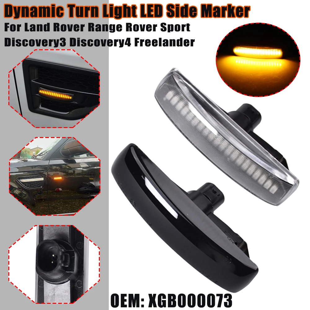 2Pcs LED Turn Signal Dynamic Side Marker Lamp Repeater Indicator Light For Land Rover Freeland 2 Discovery 3 4 Rover Sport L320