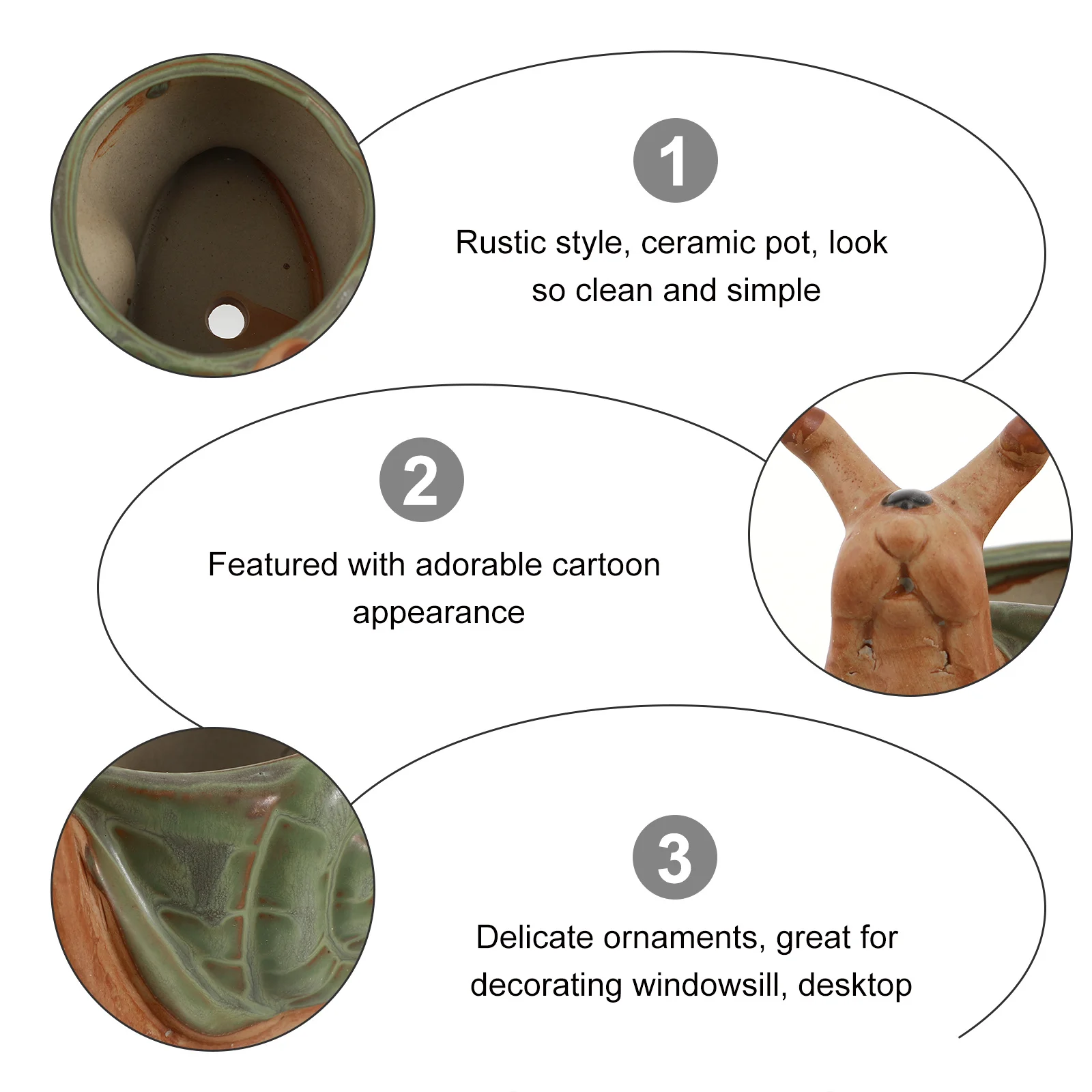 

2Pcs Small Ceramic Succulent Pot Rustic Style Flower Plant Pot Cactus Planter Table Desktop Decor Succulent Planter