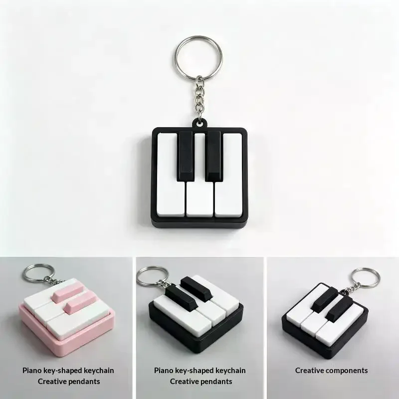 3D Printed Mini Piano Keyboard Clicker Fidget Toy Sensory Stress Relief Keychain Office Desktop Decor Souvenir Gift