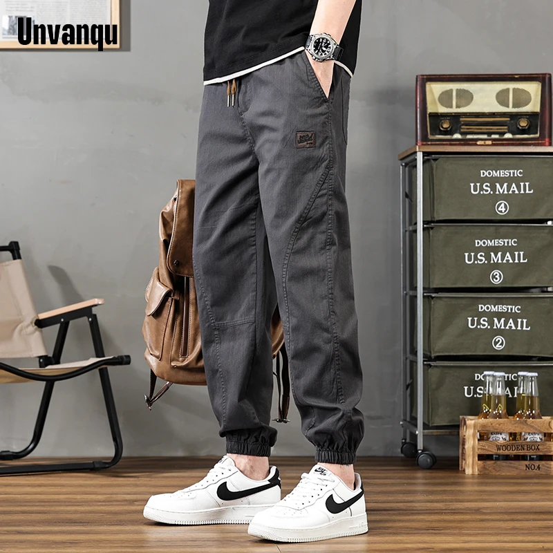 

Unvanqu Spring Summer Casual Pants Men 2024 Korean Version New Fashion Street Youth Sports Jogging Pant Slim Harem Trousers Male