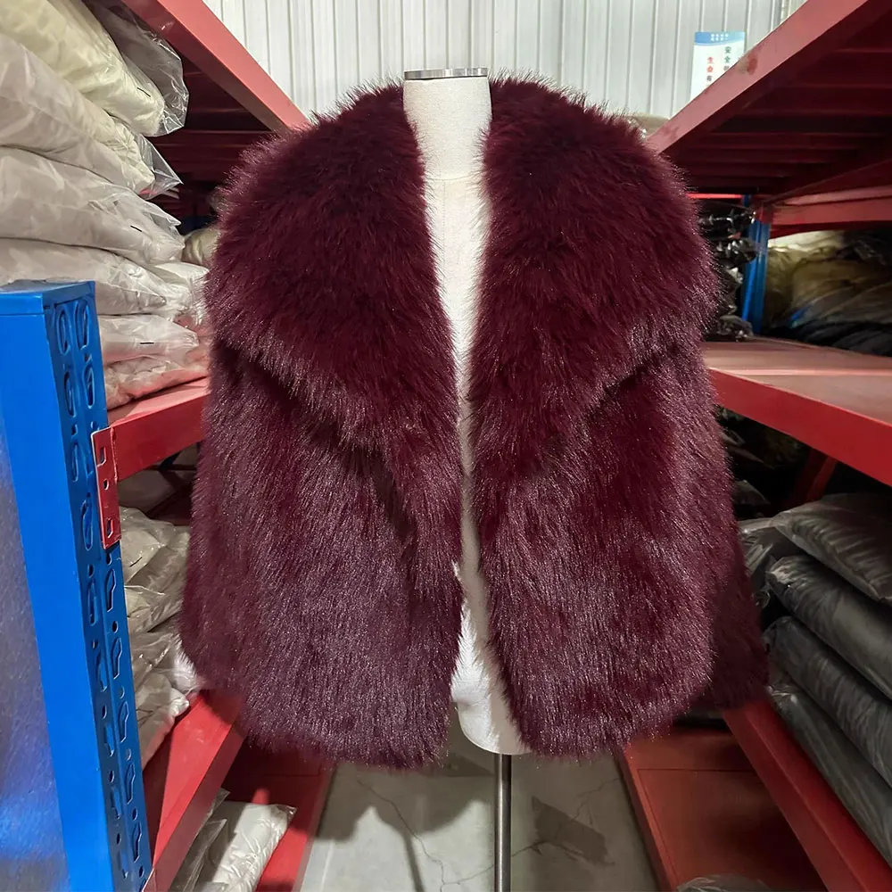 Casaco de inverno feminino de luxo 2025 gola grande fofo pele sintética jaqueta de pelúcia vintage solto curto outerwear para o sexo feminino