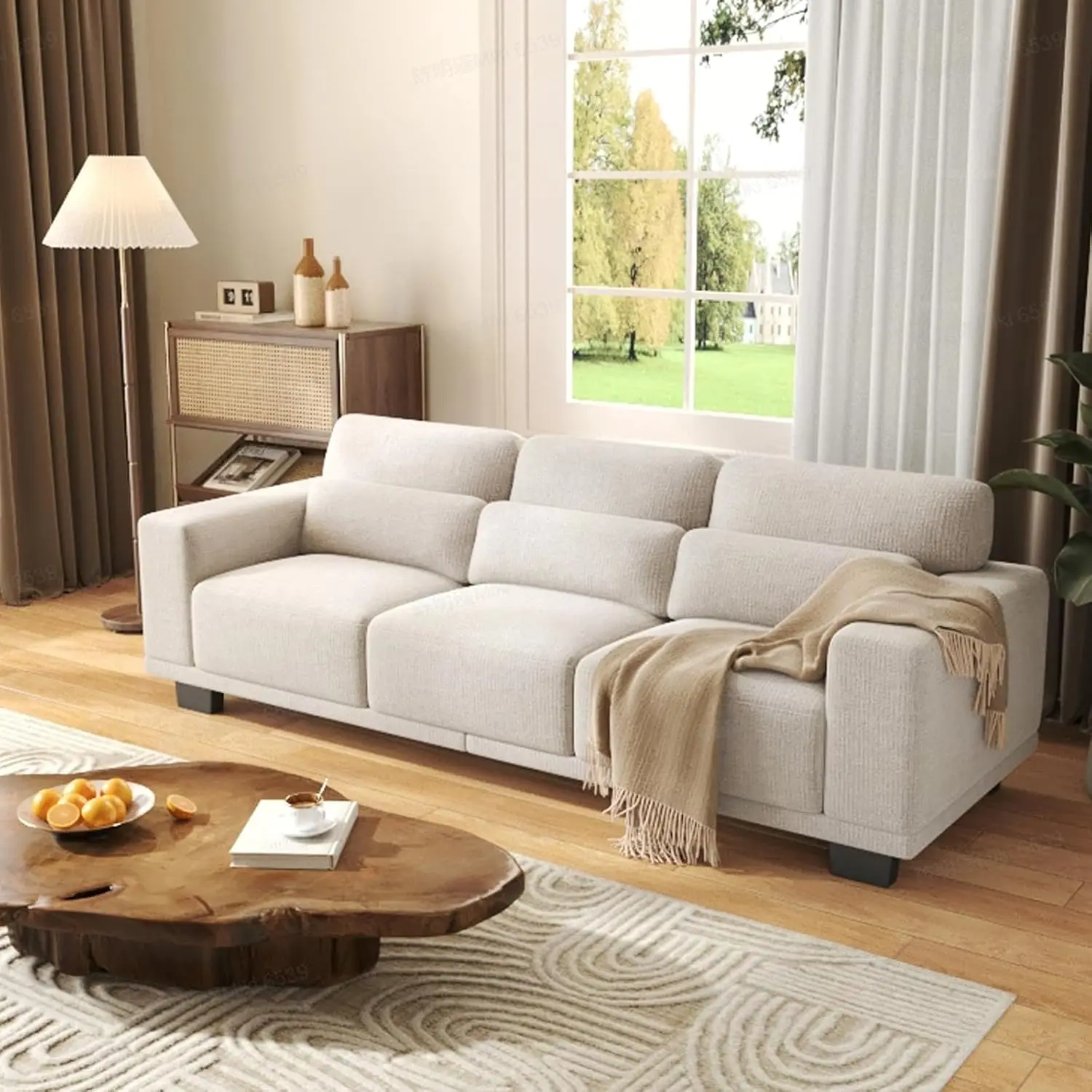 3-Seater Sofa Deep Seat Wide Armrest, 89