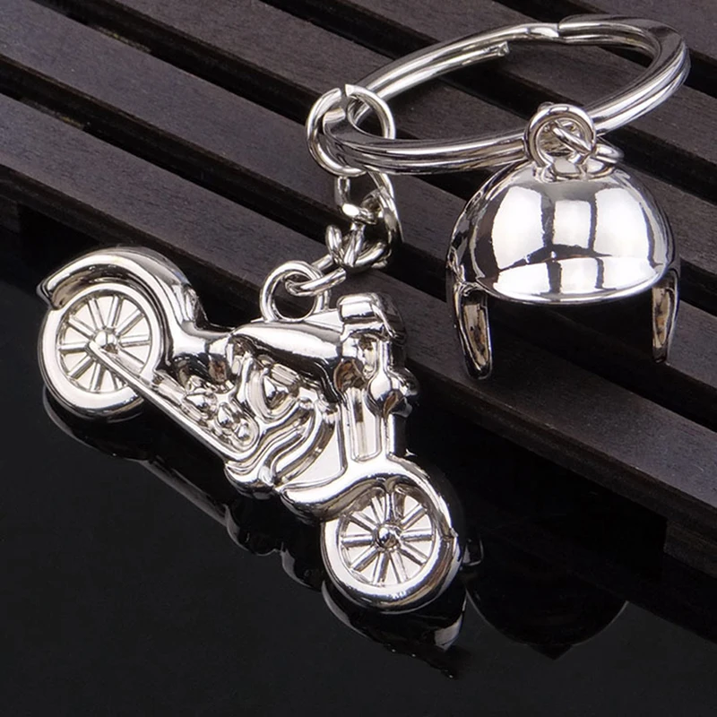 Fashion Creative Personality Off-road Motorbike Helmet Keychain Pendant Metal Keychain Small Gifts