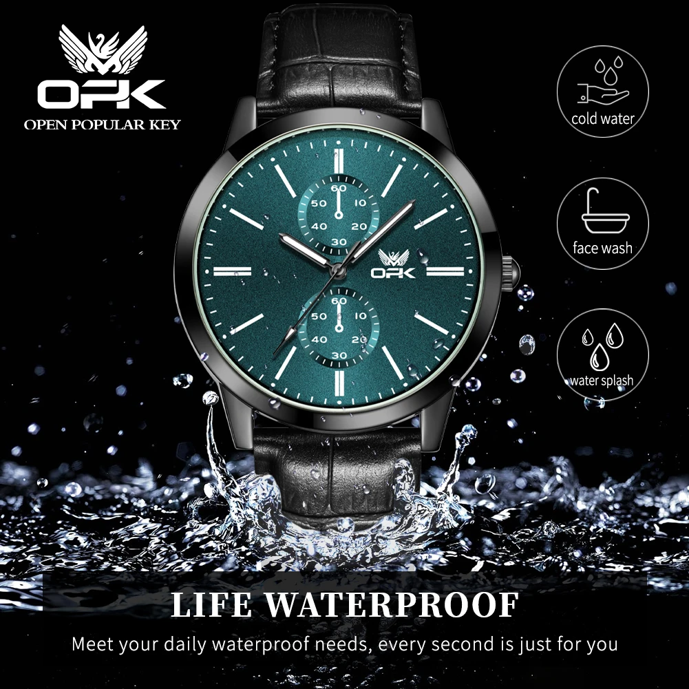 OPK 브랜드 방수 야광 남성용 쿼츠 시계 9001