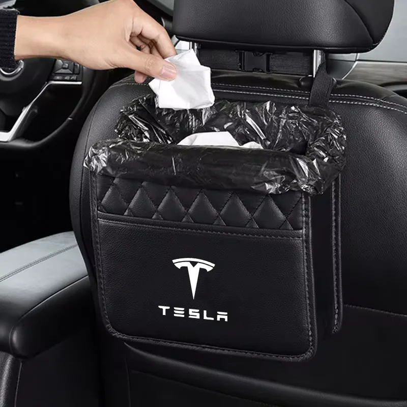 Car Backseat Storage Box Car Organizer Auto Waterproof Phone Pocket For Tesla Model 3 Model X Model S Model Y Accessories