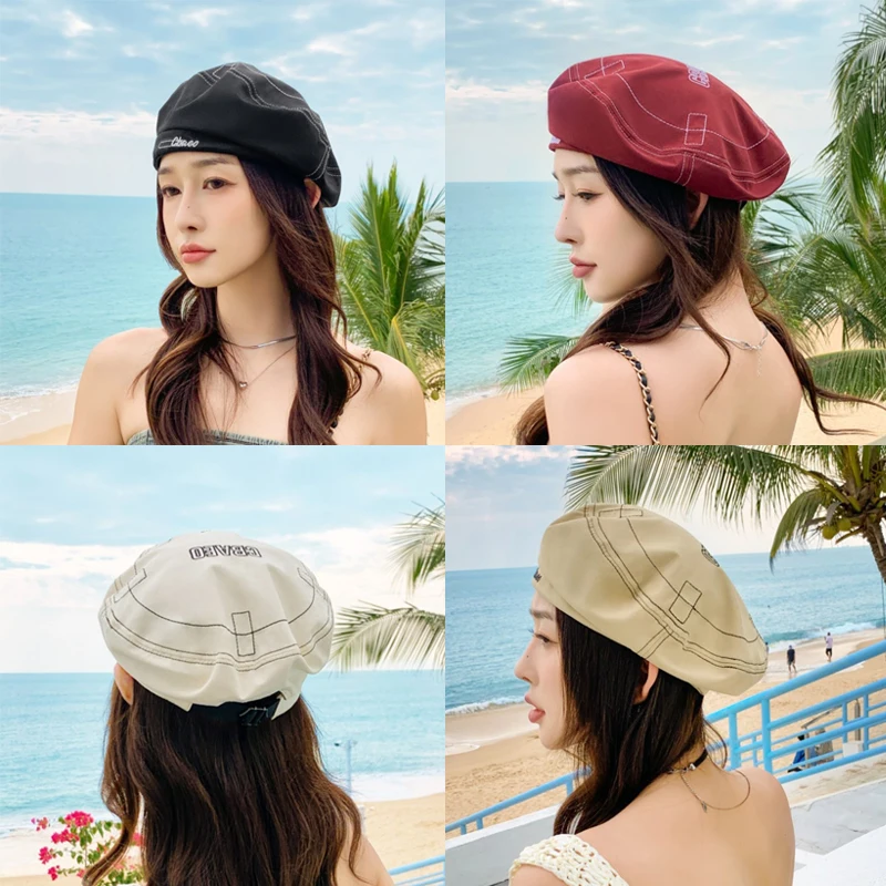 

Fashionable Retro Beret Autumn And Winter Charm Girl Embroidered Letter Beret Daily Wearing Hat