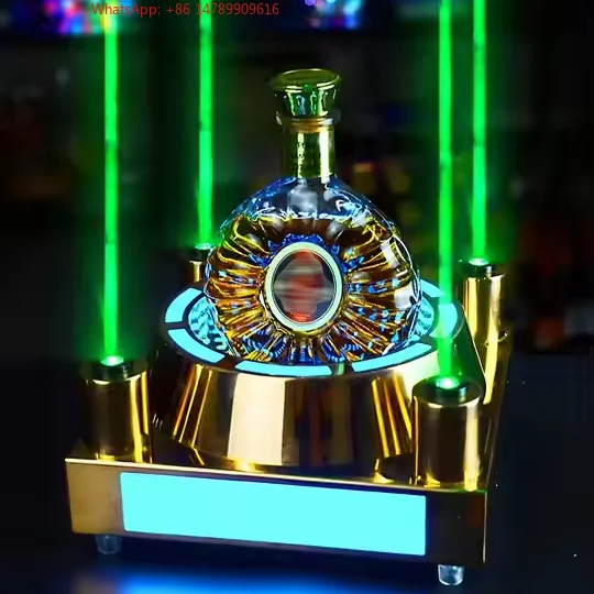 

High-End Bespoke LED Bottle Display RackCastle Led Lighted Liquor Bottle Shelf Metal Water Bottle Display Stand Night Club Led B