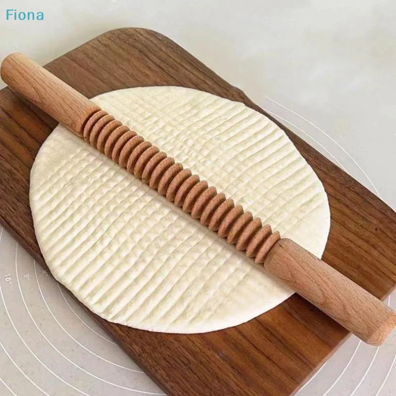 ✔Creative Rolling Pin With Screw Thread Design Wooden Embossing Roller Threaded Decoration Pastry Kitchen Baking Supplies