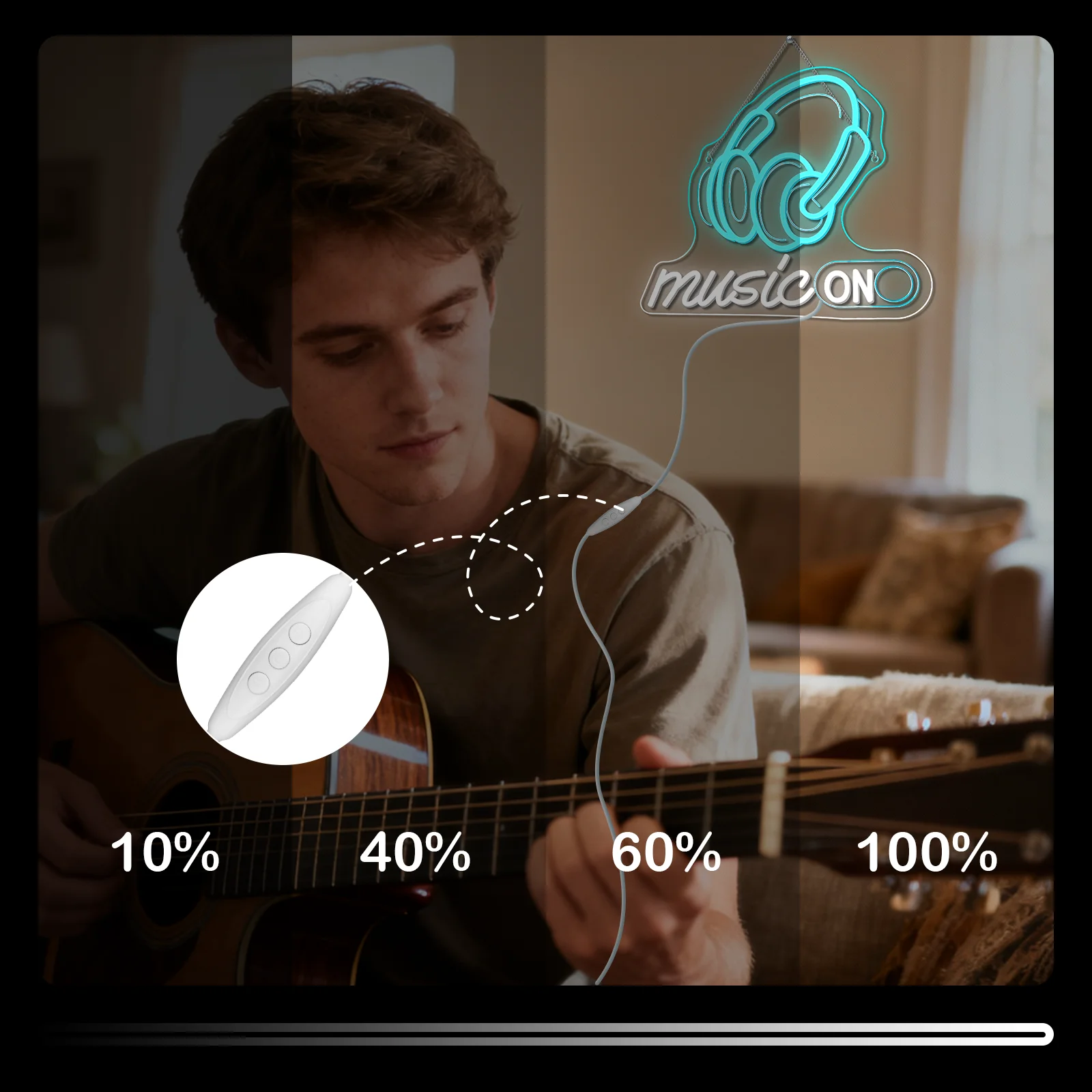   Musica su insegna al neon Decorazione da parete a LED ritmica per studi DJ Camere musicali Configurazioni giocatori Alimentate tramite USB con luminosità regolabile