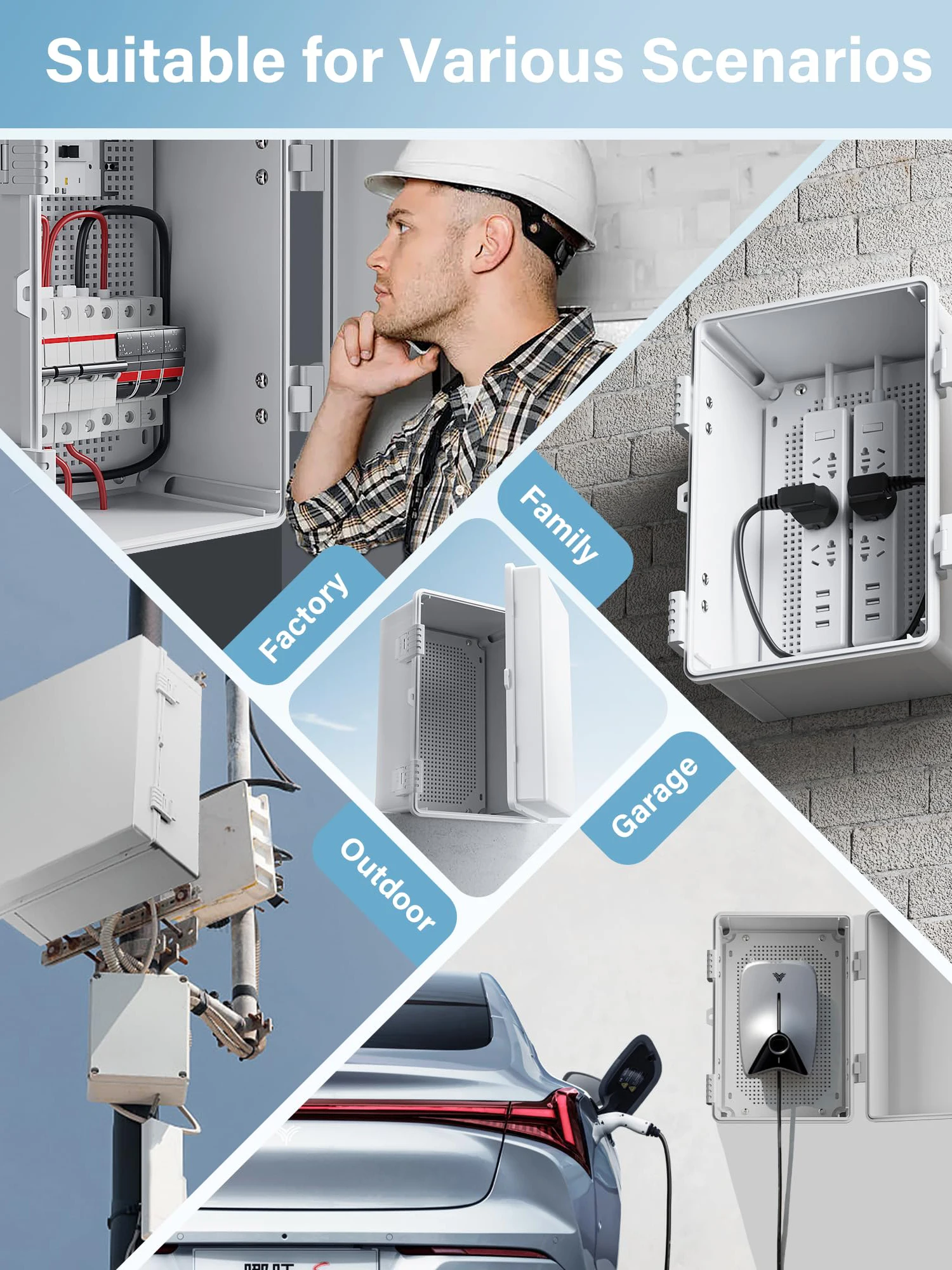 IP66 Waterproof Plastic Wire Junction Box ABS Outdoor Electronic Instrument Gray/Transparent Cover Distribution Box Enclosure