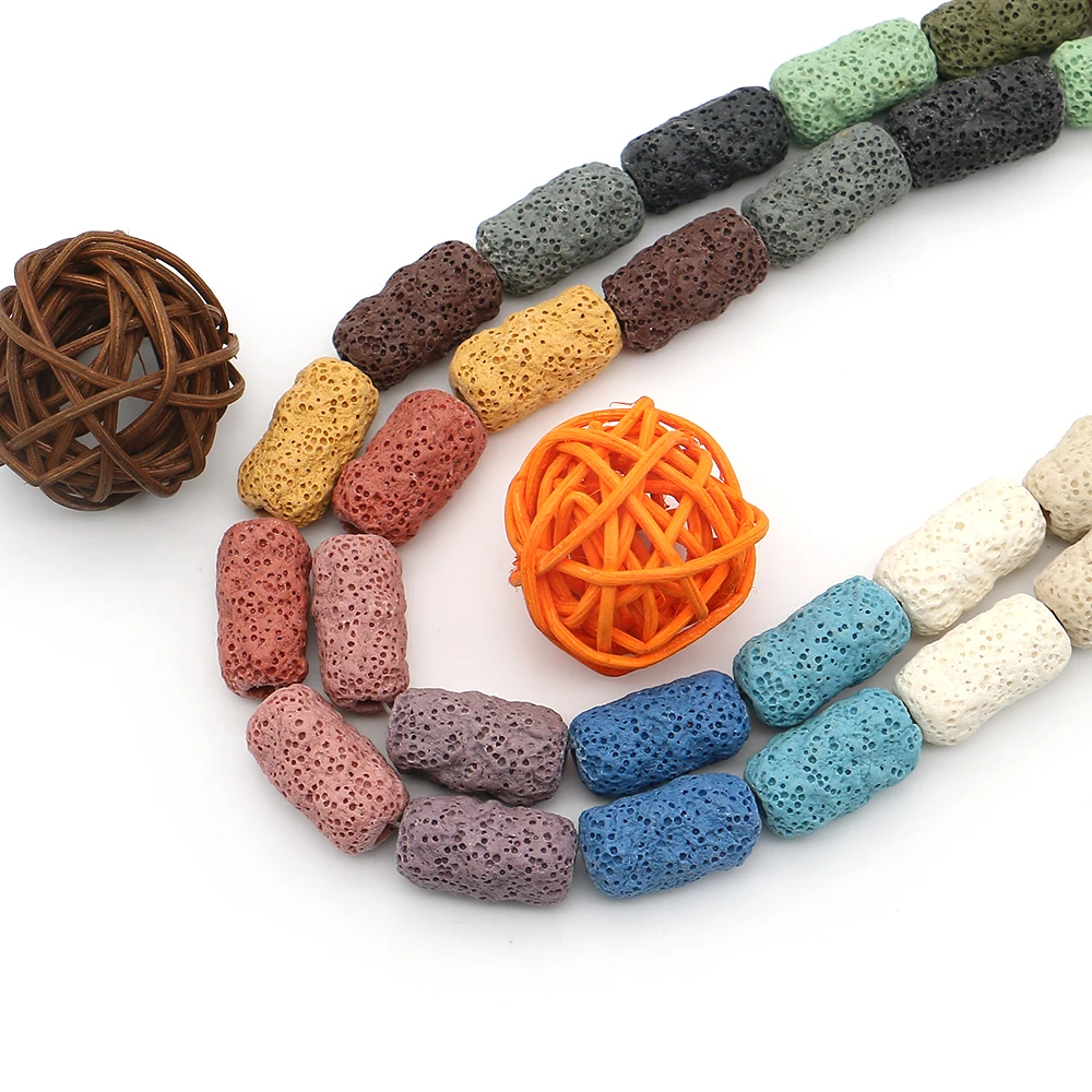 

11x21mm Volcanic Rock Bead Irregular Long Strip Shape Natural Stone Loose Bead 1strand For Handmade Unique Bracelet Jewelry Gift