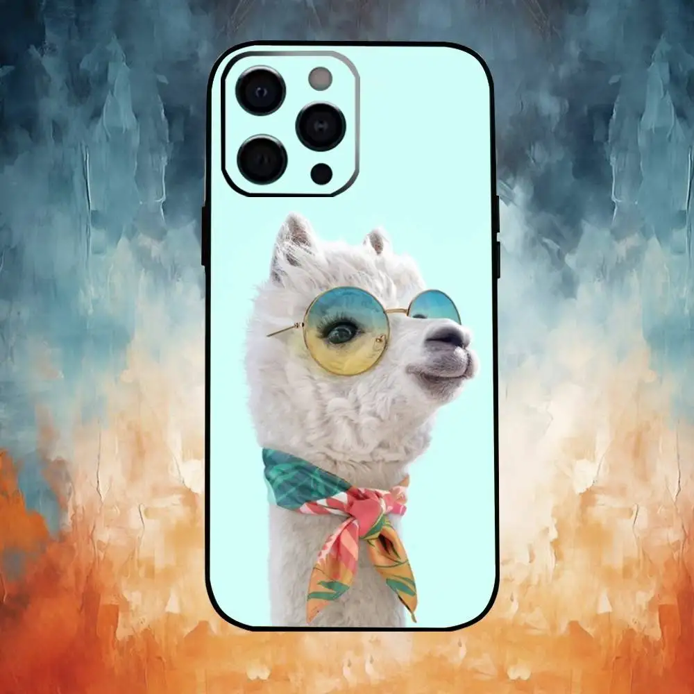 حافظة هاتف مضحكة على شكل حيوانات A-Alpaca لهاتف iPhone17,16,15,14,13,12,11 Plus، Pro Max غطاء أسود ناعم #5