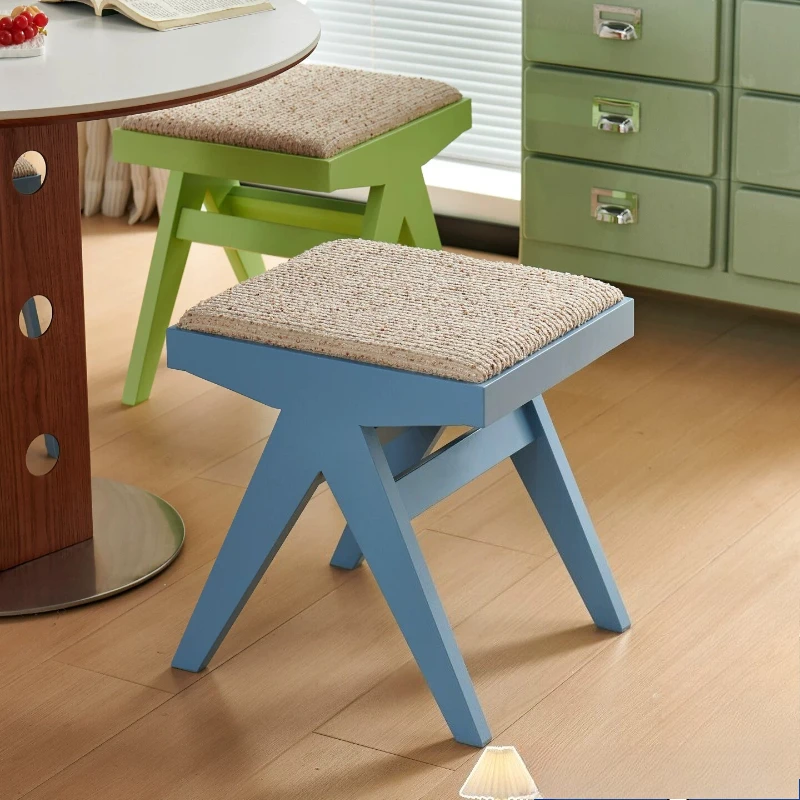Contrasting Color Vanity Stool Combination Vanity Stool Mahogany Dopamine Wood Home Furniture Taburete De Maquillage ZY40HZD