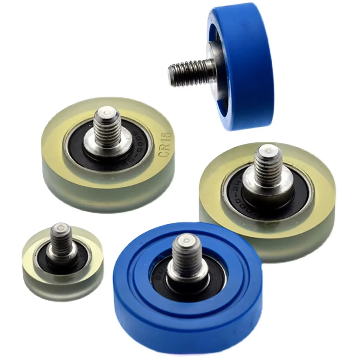 1-50Pcs PU Coated Roller Wheels Externally Threaded Polyurethane Forming Bearing With M8 Screw OD 24 26 28 30 32 35 36 38 40 45