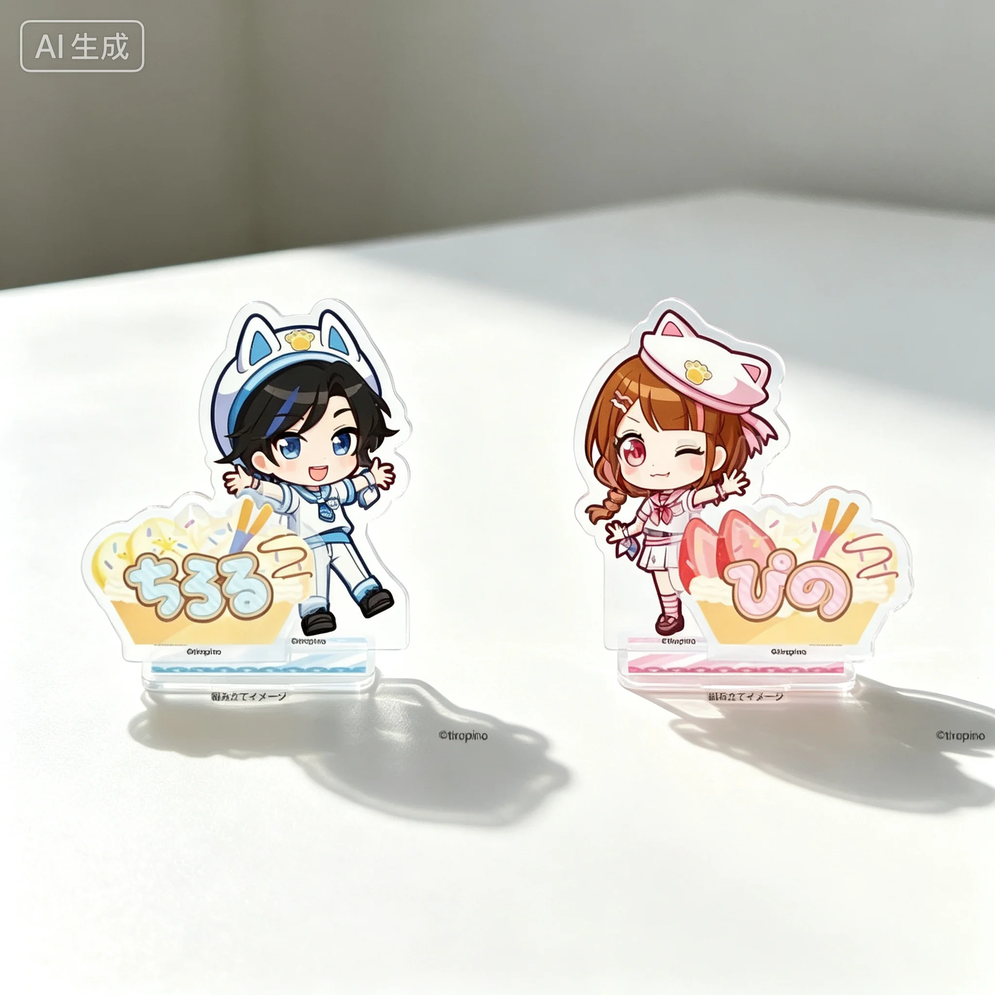 Game Streamer Team Chiropino Chiro Pino Q-Style Acrylic Figure Stand Model Plate Keychains Desktop Ornament