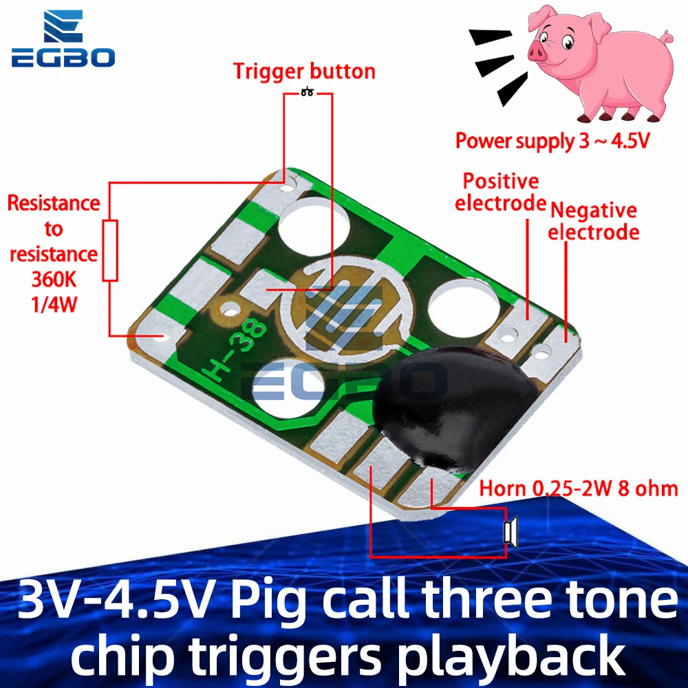 1~20PCS Pig call three tone chip triggers playback for 3 seconds Animal call high-quality sound chip IC electronic music kit