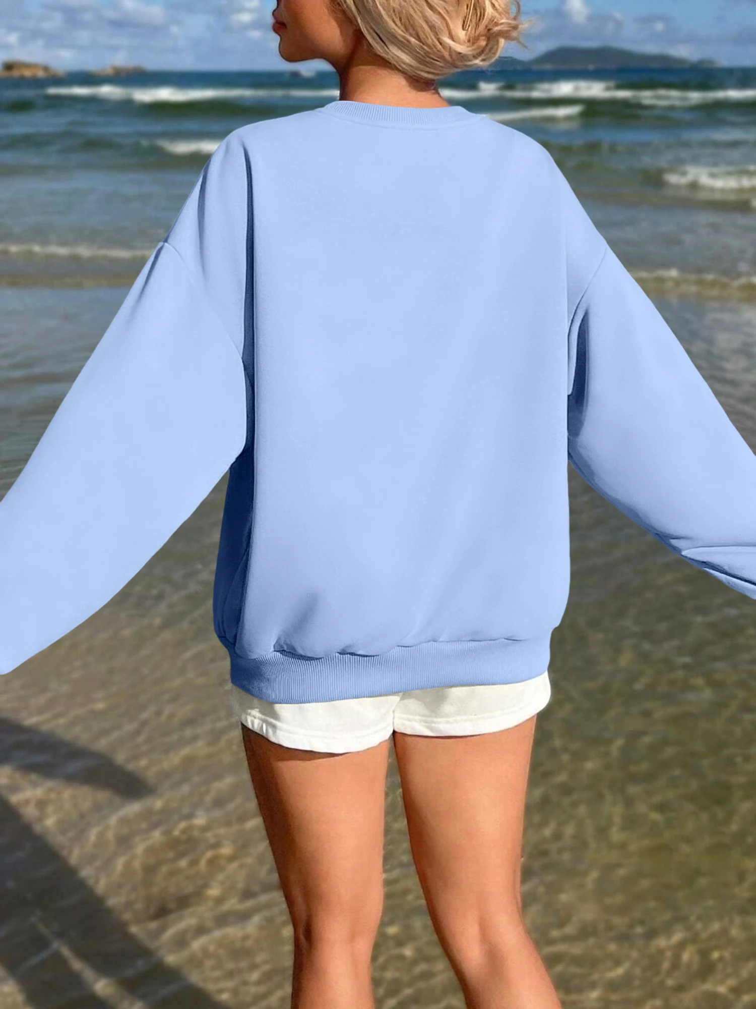 Fashionable Solid Colour Long Sleeved Sweater High Quality Fabric Is Not Easy to Deform A Variety of Colours to Choose From