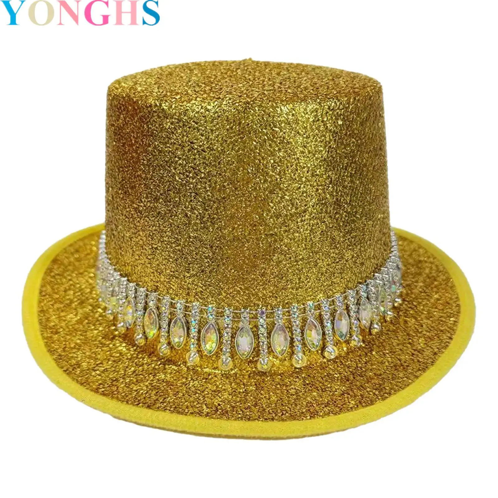 

Adult Magicians Hat for Women Men with Rhinestones Belt Tall Hat Cosplay Costume Theme Party Stage Performers