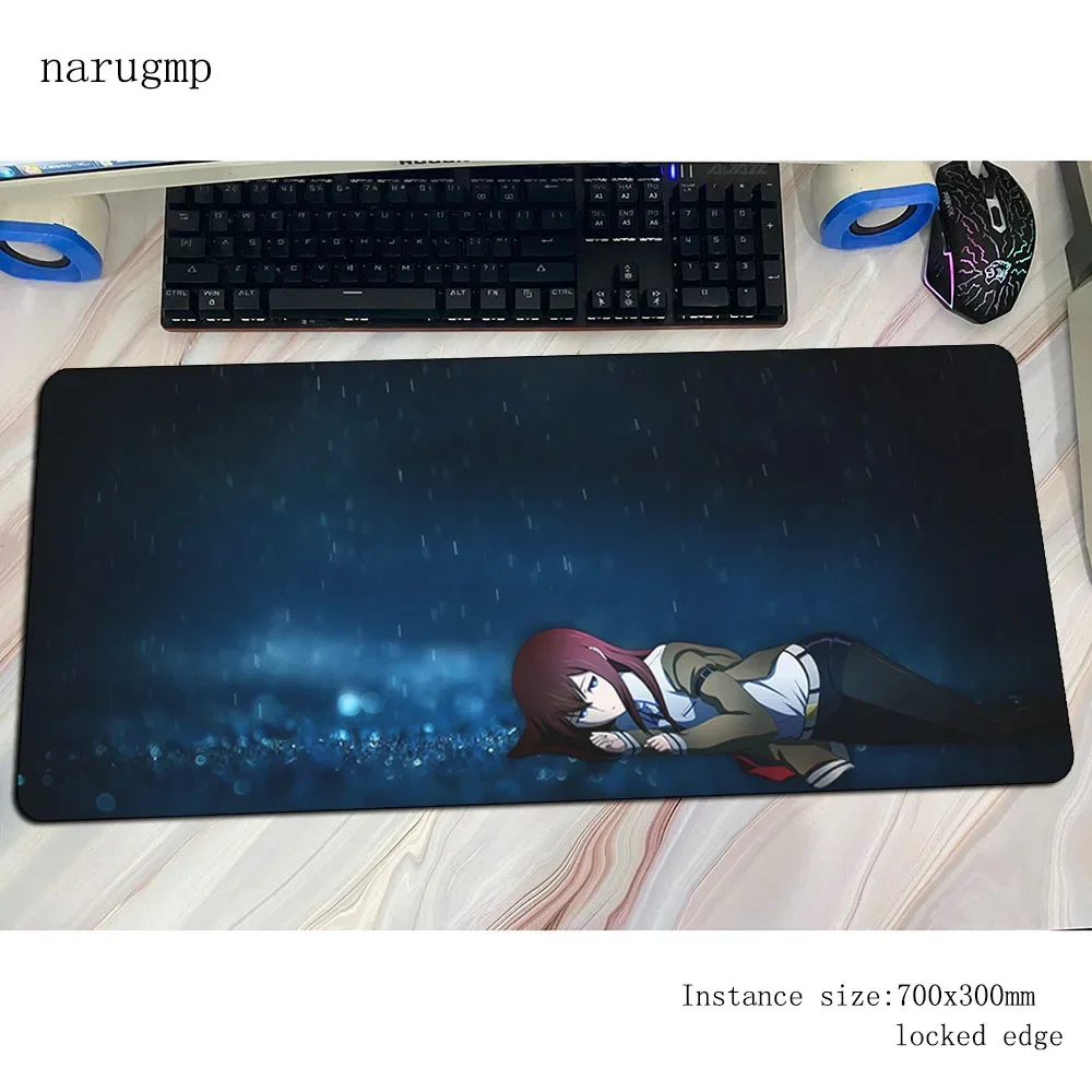 Коврик для мыши steins gate толщиной 800x300x4 мм, коврик для компьютерной мыши, геймерский геймпад, игровой коврик для мыши с замком по краям, настольный коврик, офисный коврик для мыши