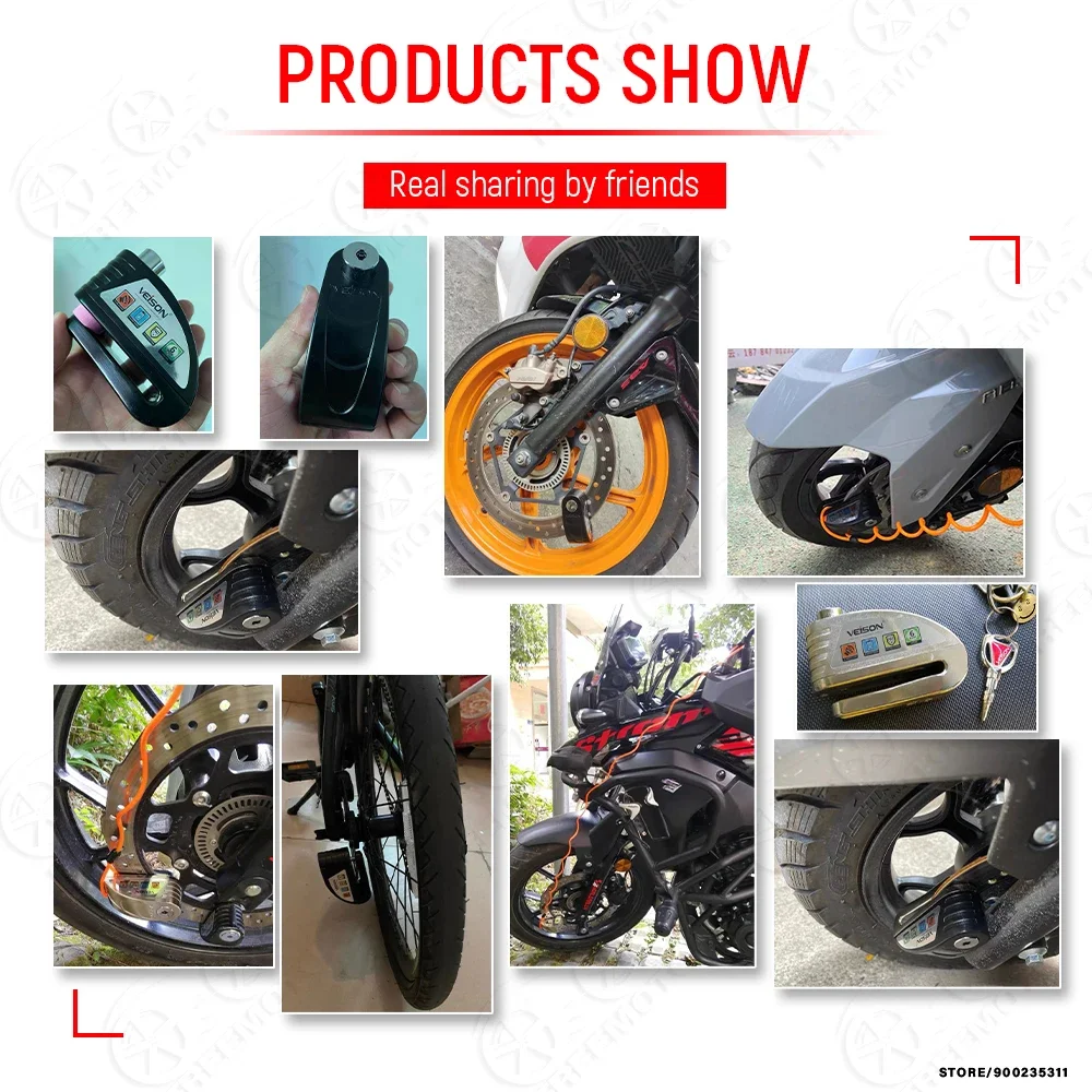 VEISON Motorcycle Lock Alarm Padlock Motorbike Lock Bicycle Alarm