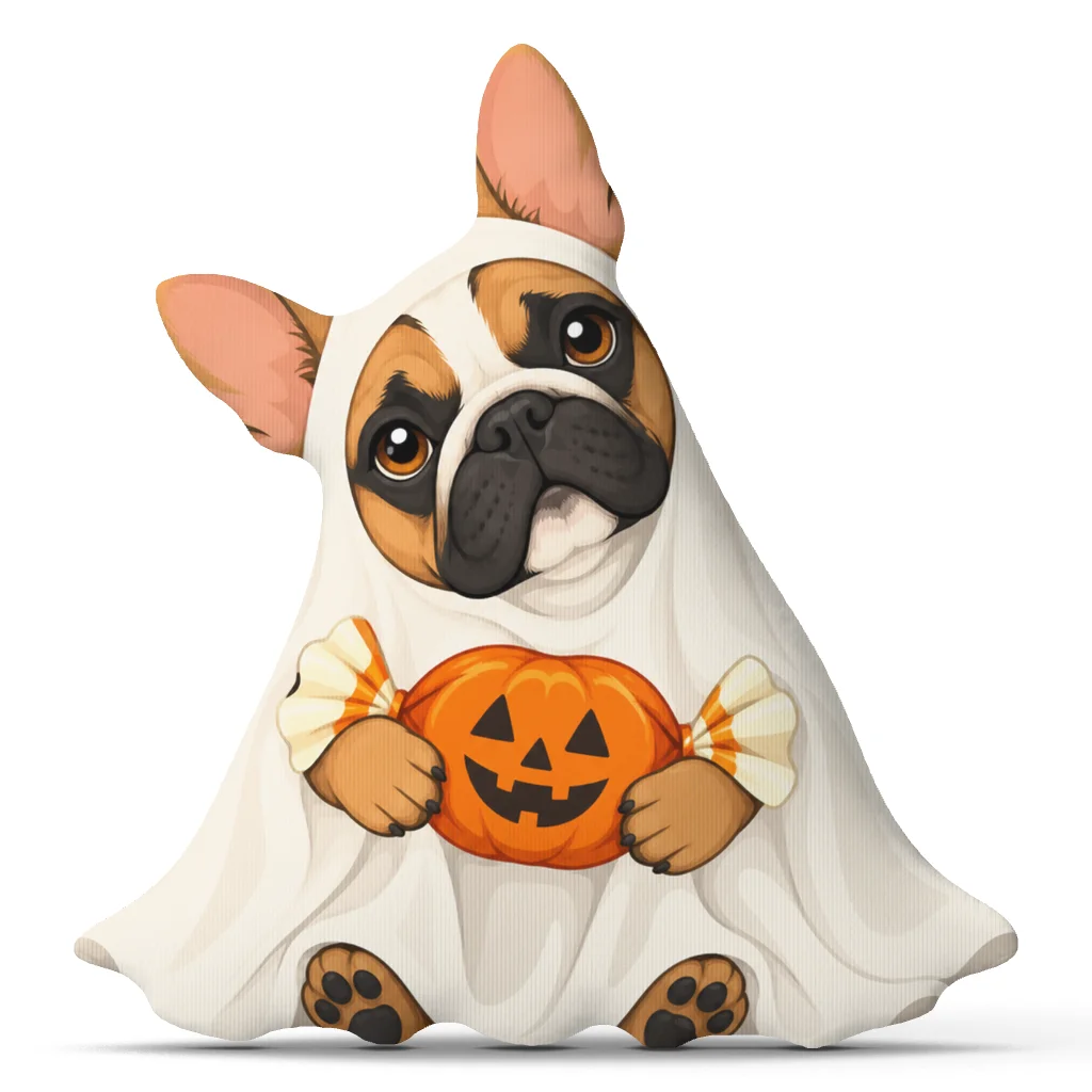 French Bulldog Ghost Costume Pillow Halloween Jack O Lantern Cushion Dog Throw Pillow Stuffed Shaped Sofa Home Decor Gift