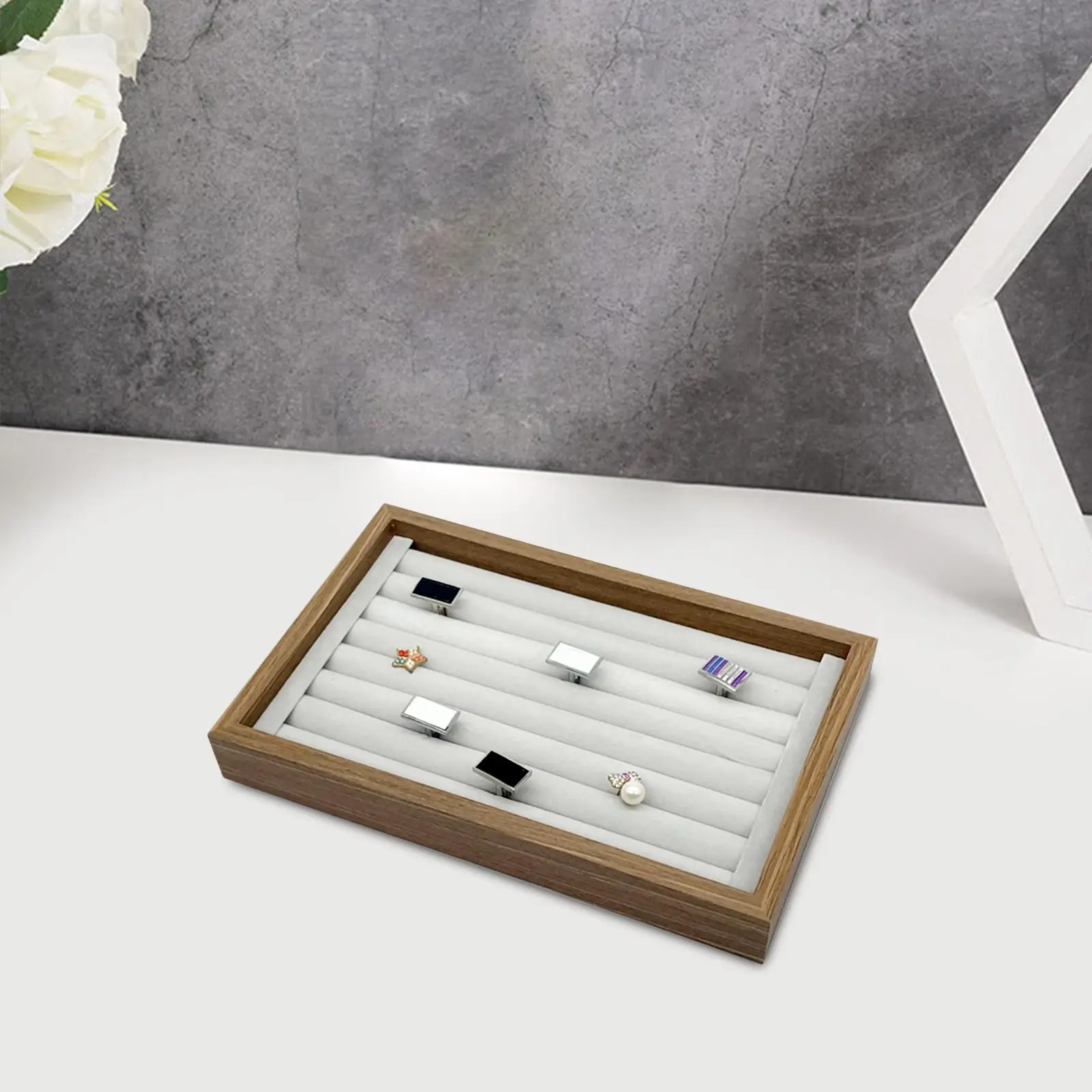 Wood Jewelry Trays Organizer Box Holder for Earring Bracelet Cufflinks