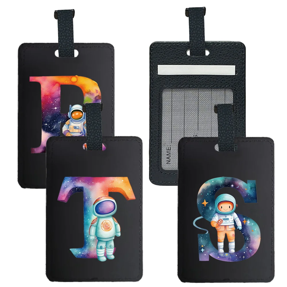 

Portable Pu Luggage Tag Retro Fashionable Airplane Tag High-Quality Luggage Tag Light Travel Accessory Astronaut Letter Pattern