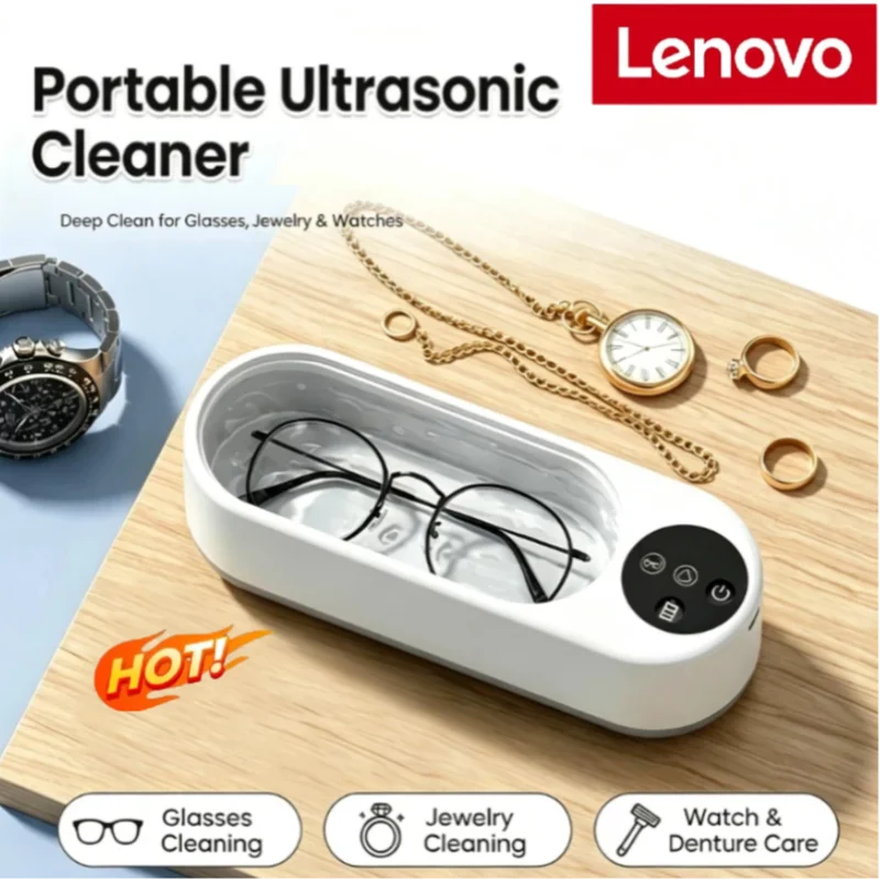 Lenovo Portable Household Ultrasonic Vibration Cleaner Multi Function Cleaning Device For Glasses Jewelry Dentures Watch  New