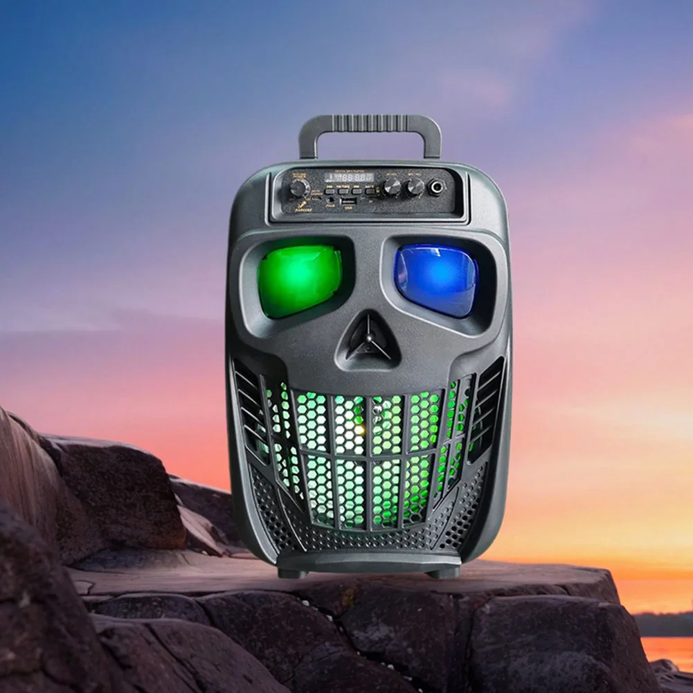 Party Sound Box Bluetooth-Compatible 5.0 with 1 Microphones Outdoor Speaker Rechargeable Supports USB TF Card AUX for Home Party