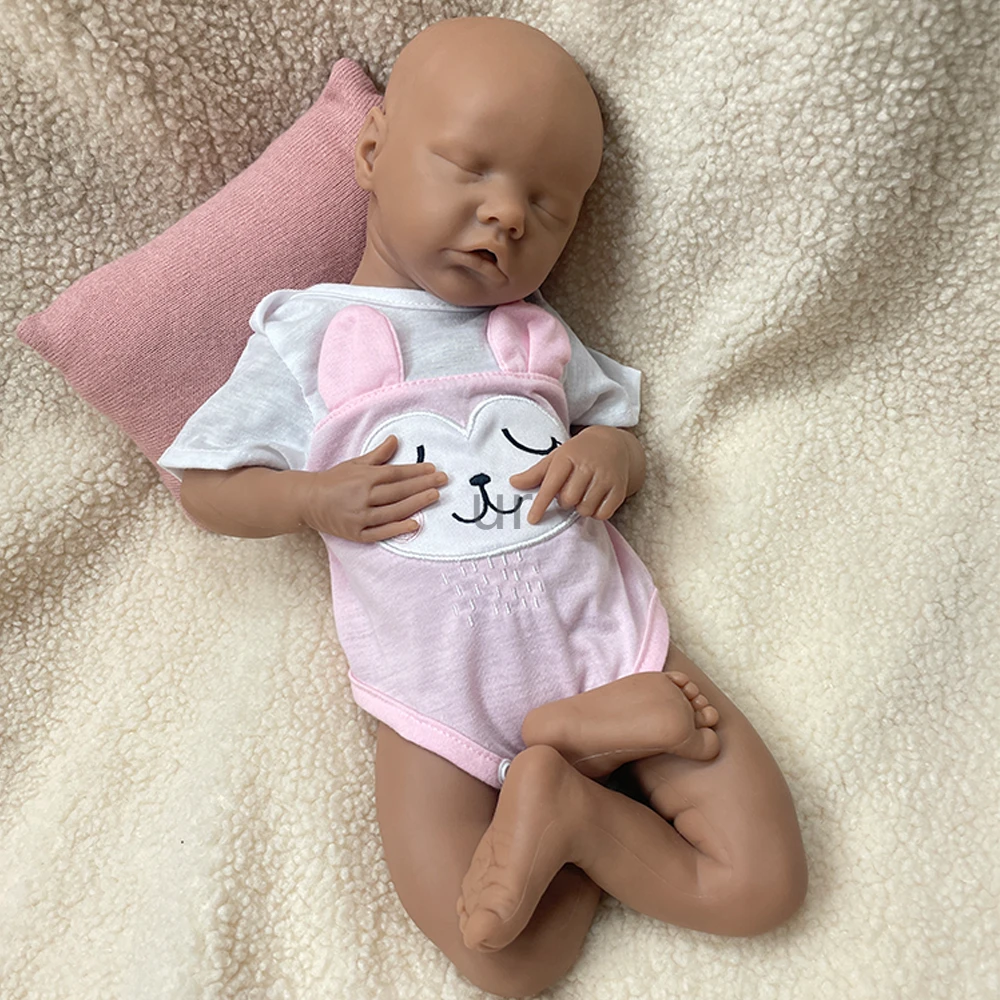 17" Soft Whole Body Silicone Reborn Doll Real Touch Washable Newborn African Baby Girl Xmas Gift Corpo De Silicone