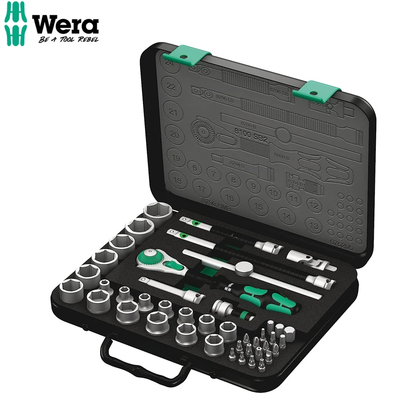 

WERA 05003594001 8100 SB 2 Zyklop Speed Ratchet Set 3/8" Drive Metric 43 Pieces Flywheel Design Hand Preventing Hand Injuries