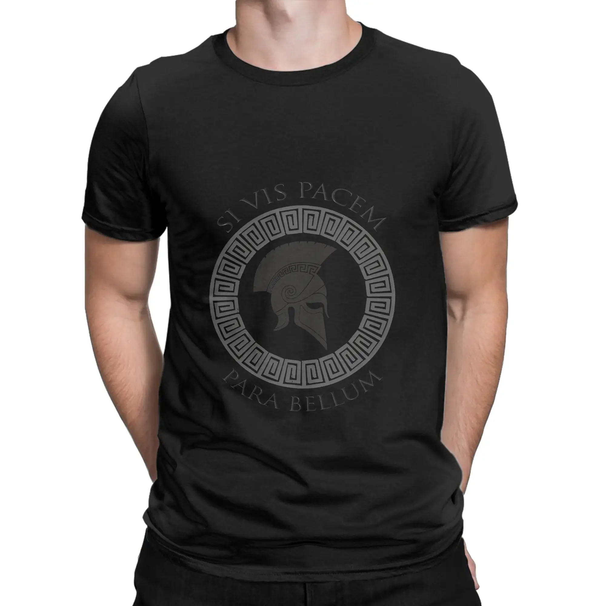 S Spartan Helmet Si Vis Pacem Para Bellum Novelty 100% Cotton T-Shirt S-Spartan Tops Tees For Men
