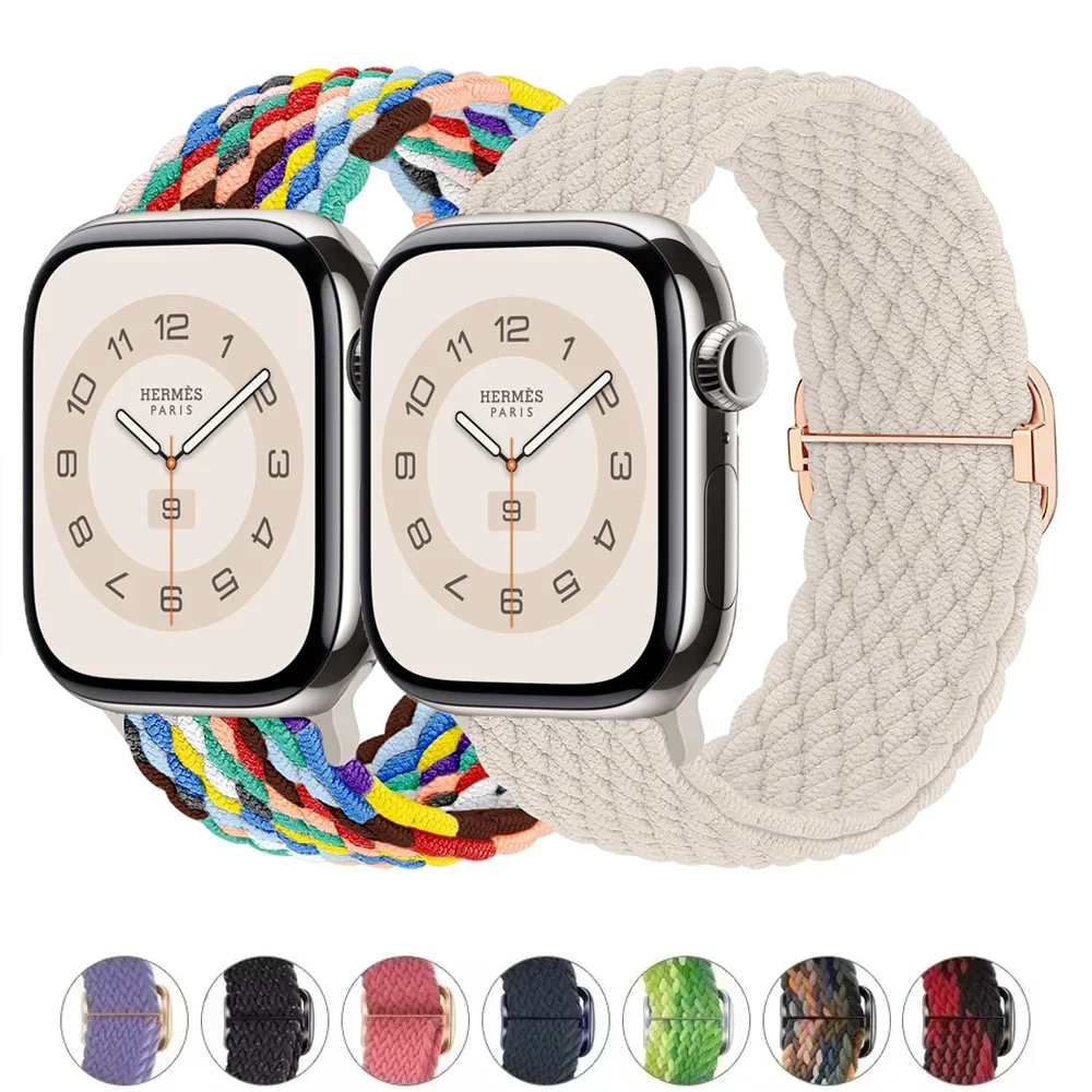 

Плетеная одинарная петля для Apple Watch Band 46 мм 45 мм Ultra2 49 мм 44 мм 40 мм 41 мм 42 мм Эластичный браслет серии 10 9 8 7 5 se 6 4 ремешок