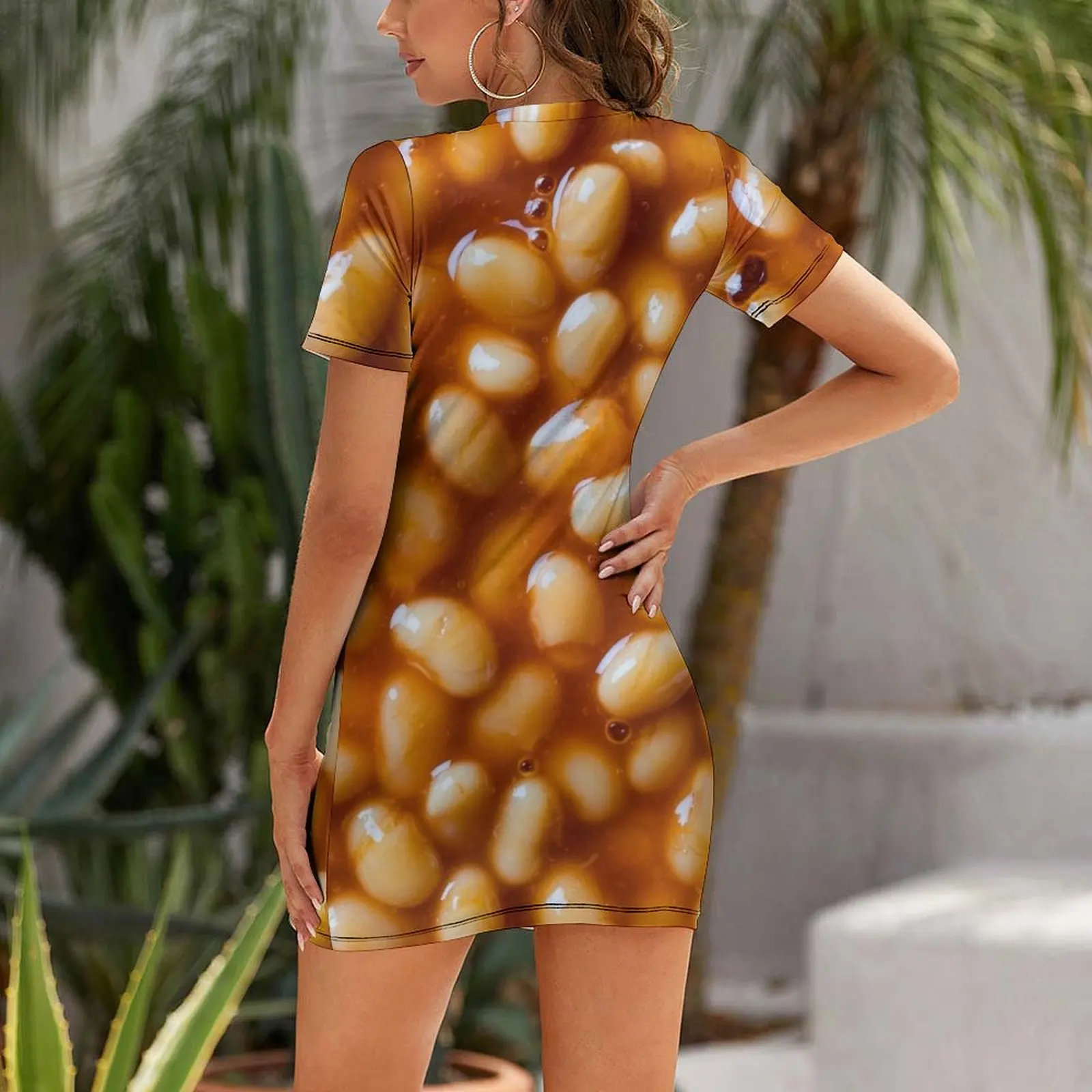 Baked Beans Short Sleeved Dress dresses for prom luxury woman evening dress Women's summer dresses Beachwear Dress