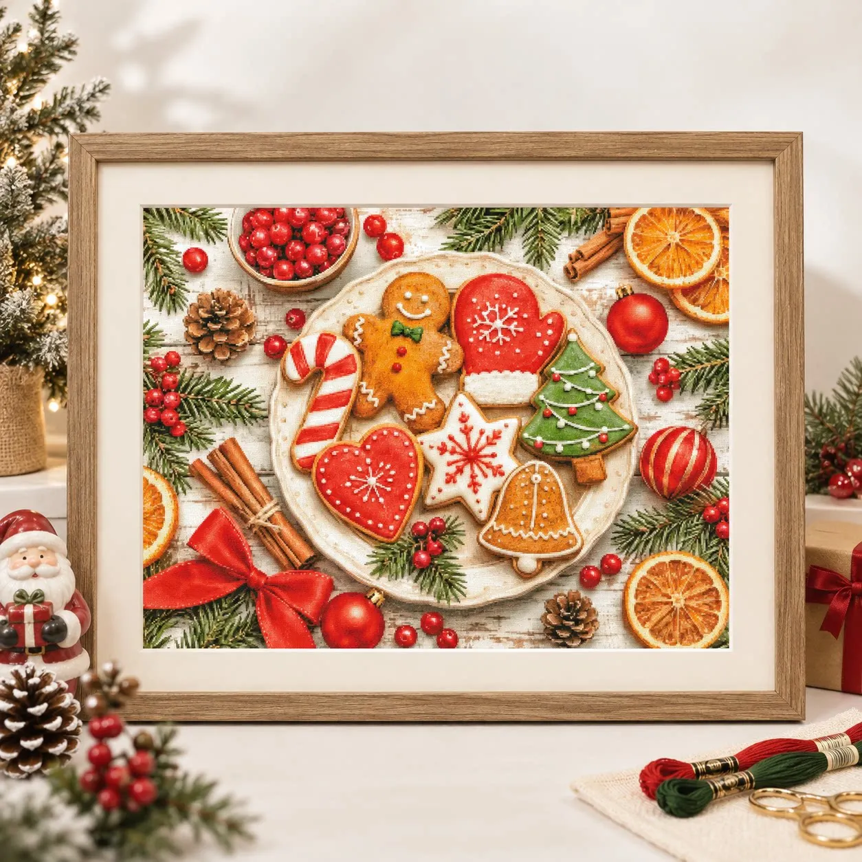 [ZZ9243-Winter Christmas Feast]DIY Stamped Cross Stitch Kit for Adults 11CT 14CT 16CT Printed Canvas Embroidery Craft Needlework